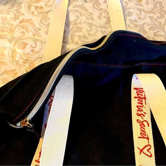 Victoria’s Secret Tote Bag Black Canvas Gorgeous - Picture 2 of 3